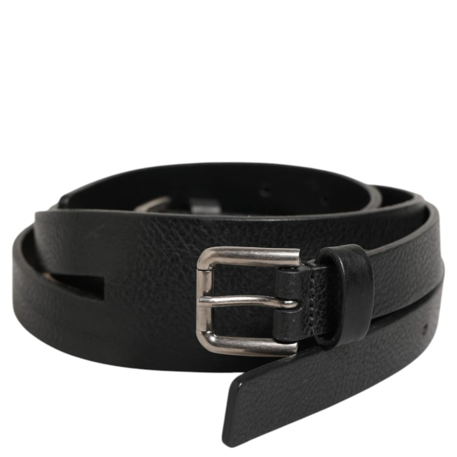 Black Double Strap Leather Gold Buckle Belt