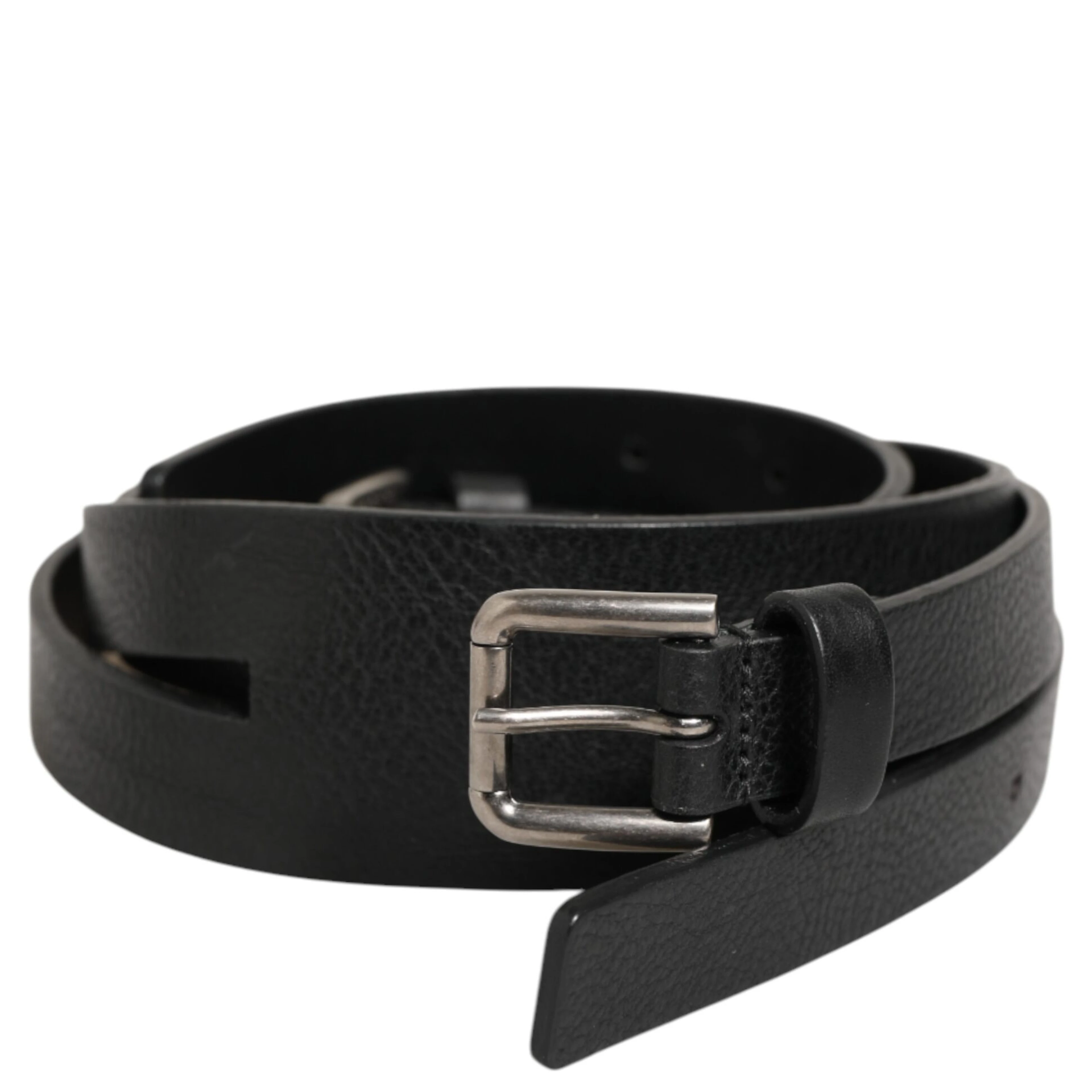 Black Double Strap Leather Gold Buckle Belt