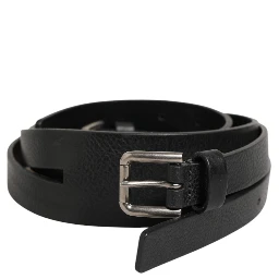 Black Double Strap Leather Gold Buckle Belt