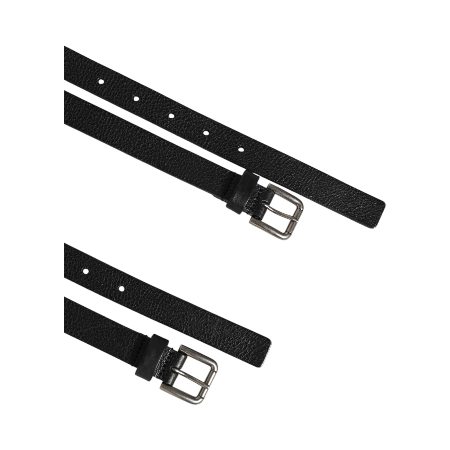 Black Double Strap Leather Gold Buckle Belt