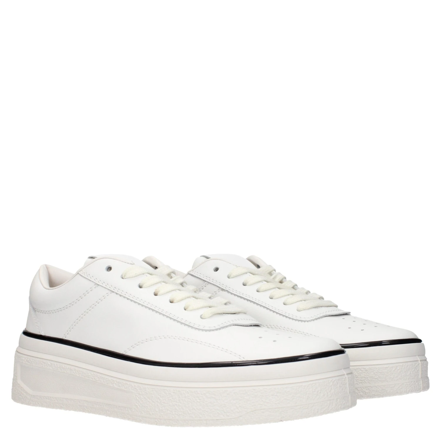 White Leather Platform Sneakers