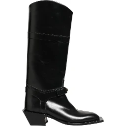 Black Logo Plaque Over The Calf Boots Shoes