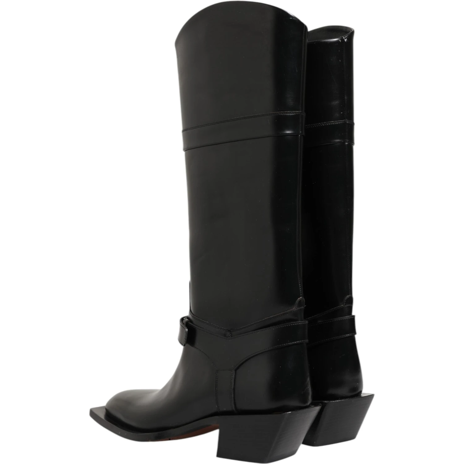 Black Logo Plaque Over The Calf Boots Shoes