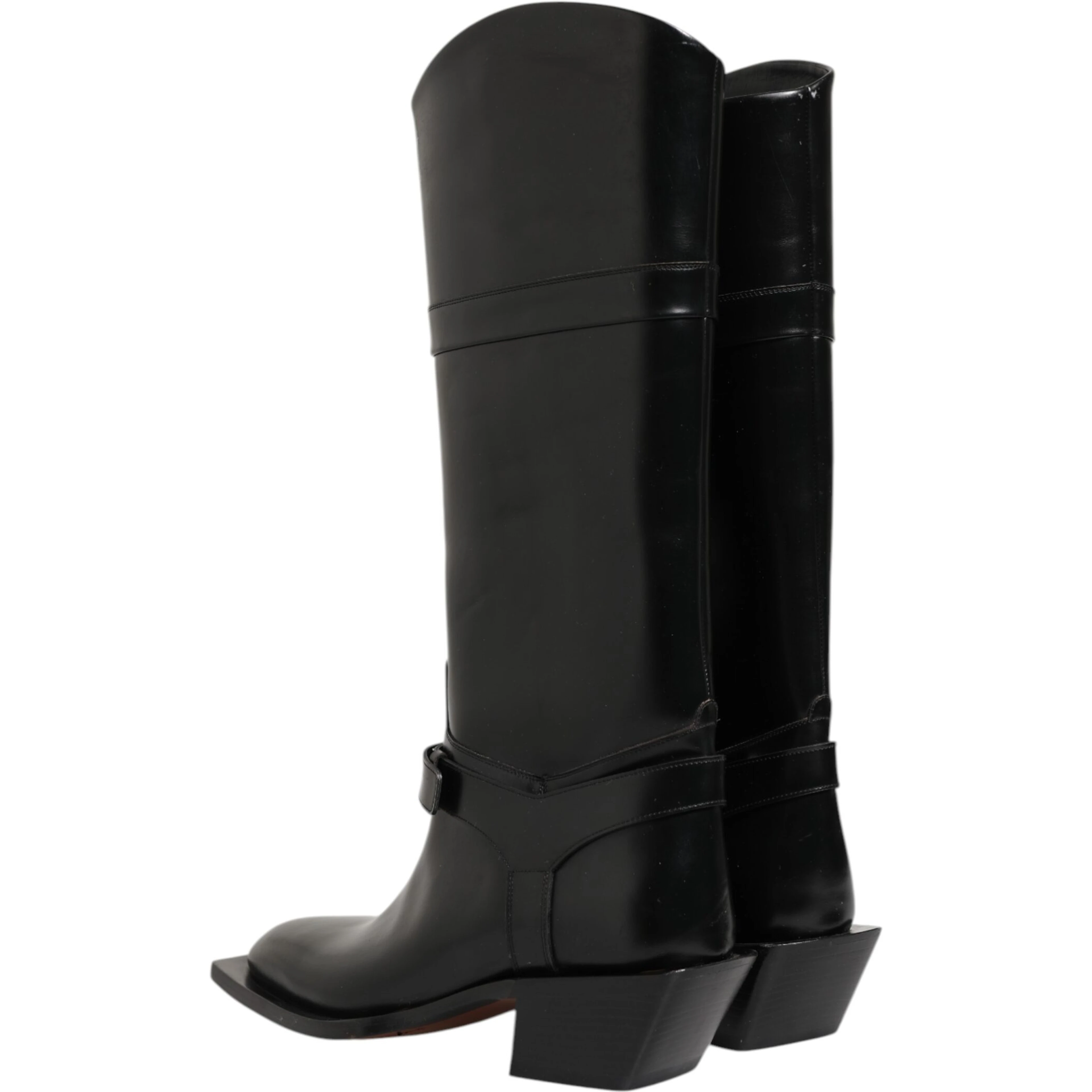 Black Logo Plaque Over The Calf Boots Shoes