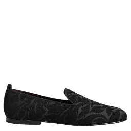 Black Brocade Loafers Slip On Men Dress Shoes