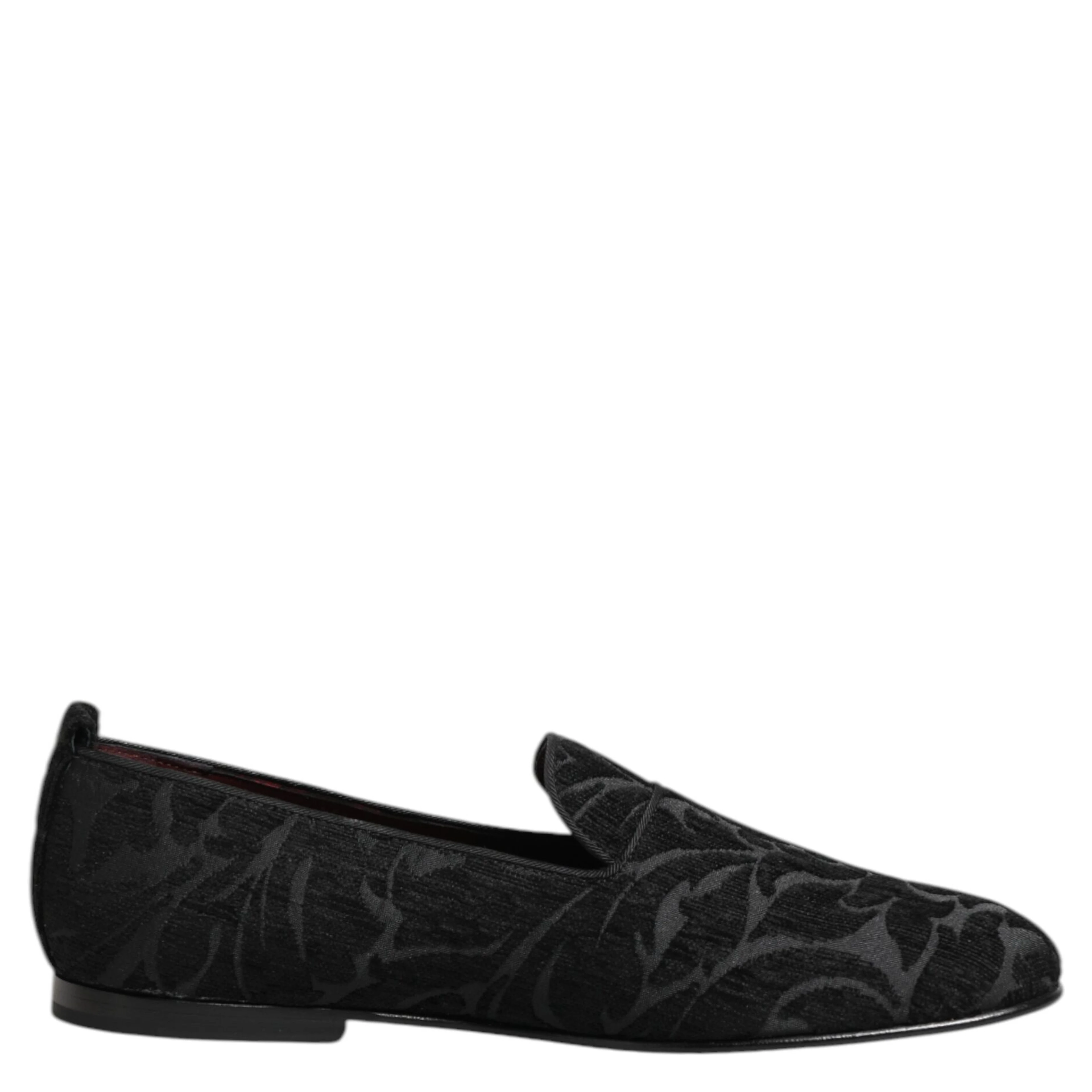 Black Brocade Loafers Slip On Men Dress Shoes