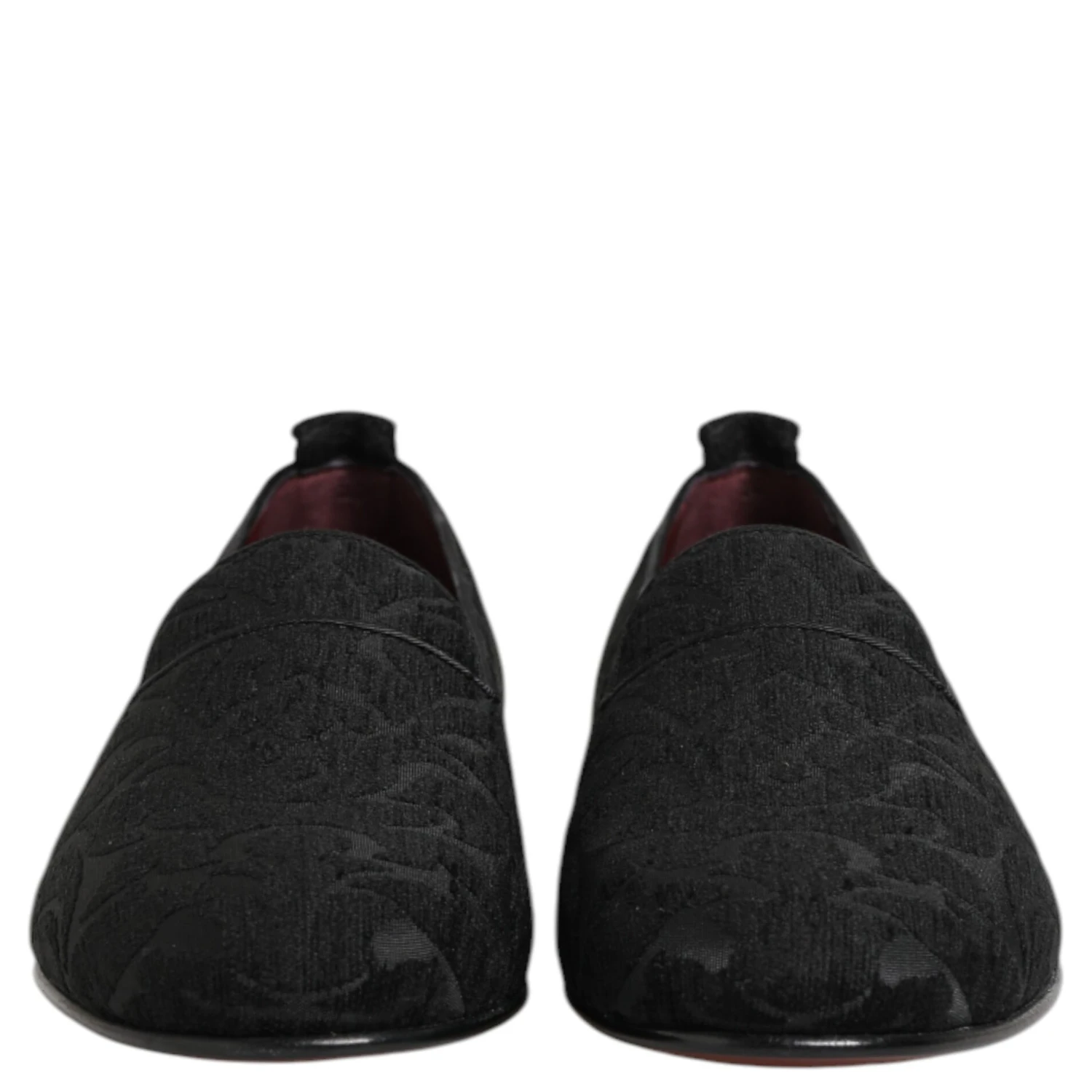 Black Brocade Loafers Slip On Men Dress Shoes