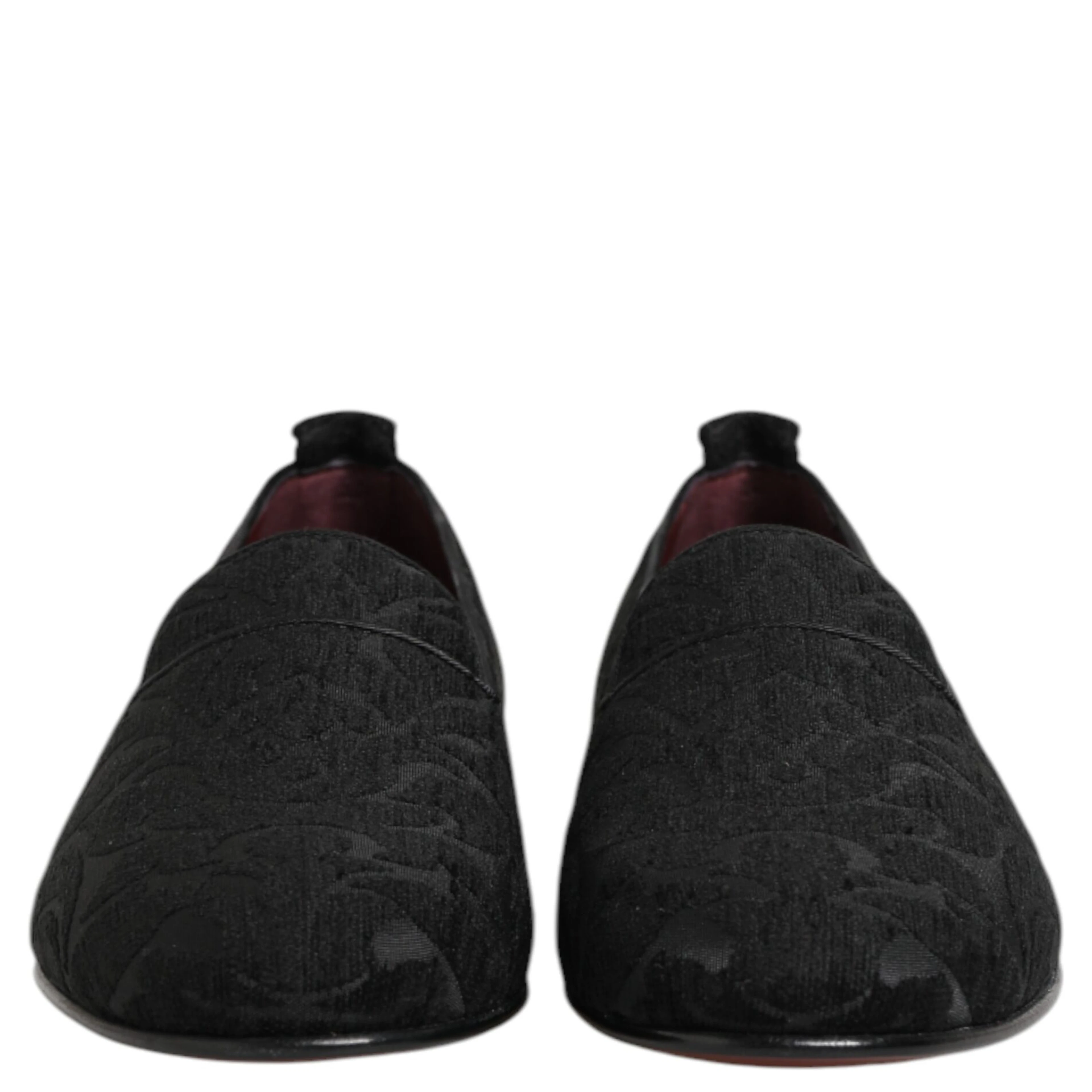 Black Brocade Loafers Slip On Men Dress Shoes