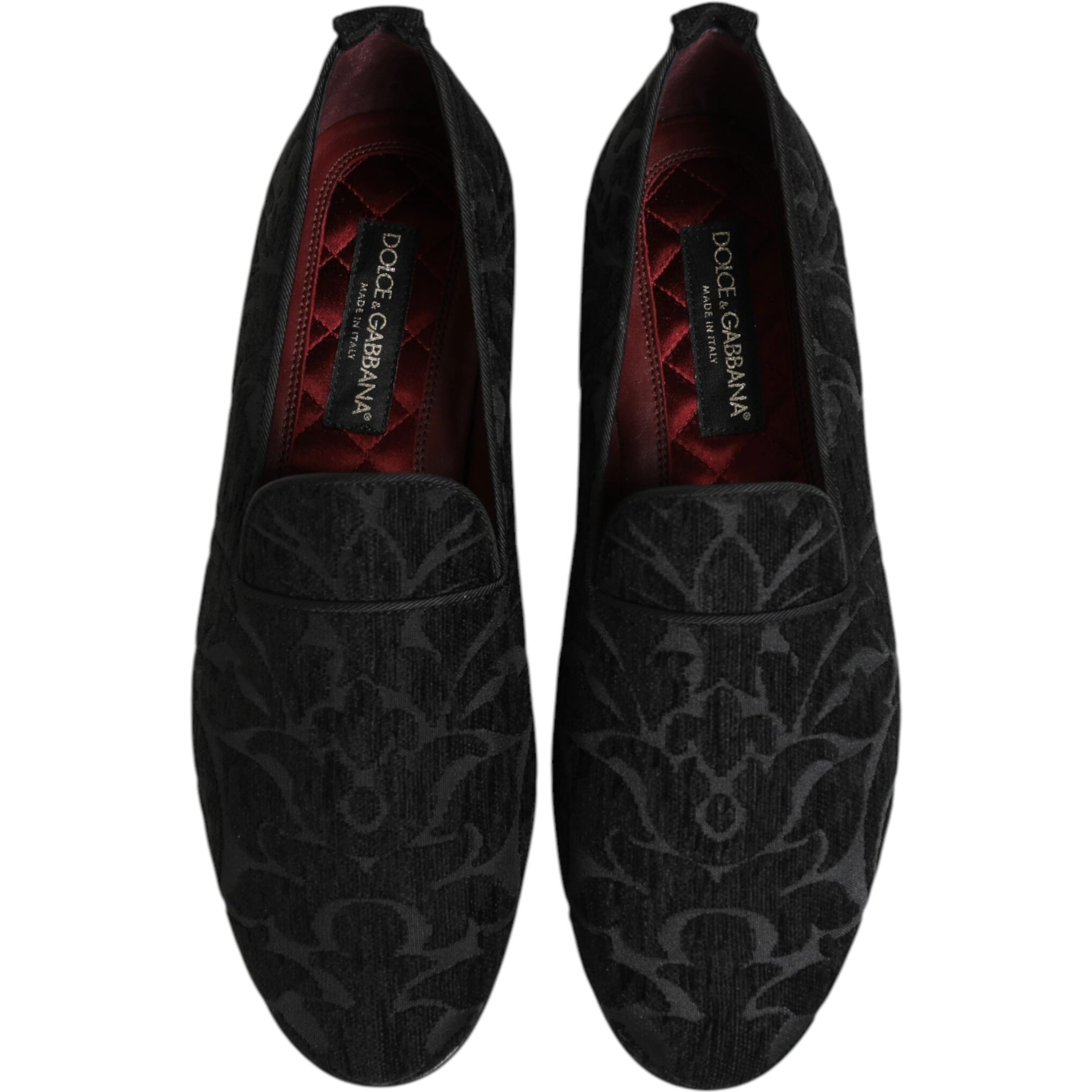 Black Brocade Loafers Slip On Men Dress Shoes