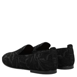 Black Brocade Loafers Slip On Men Dress Shoes