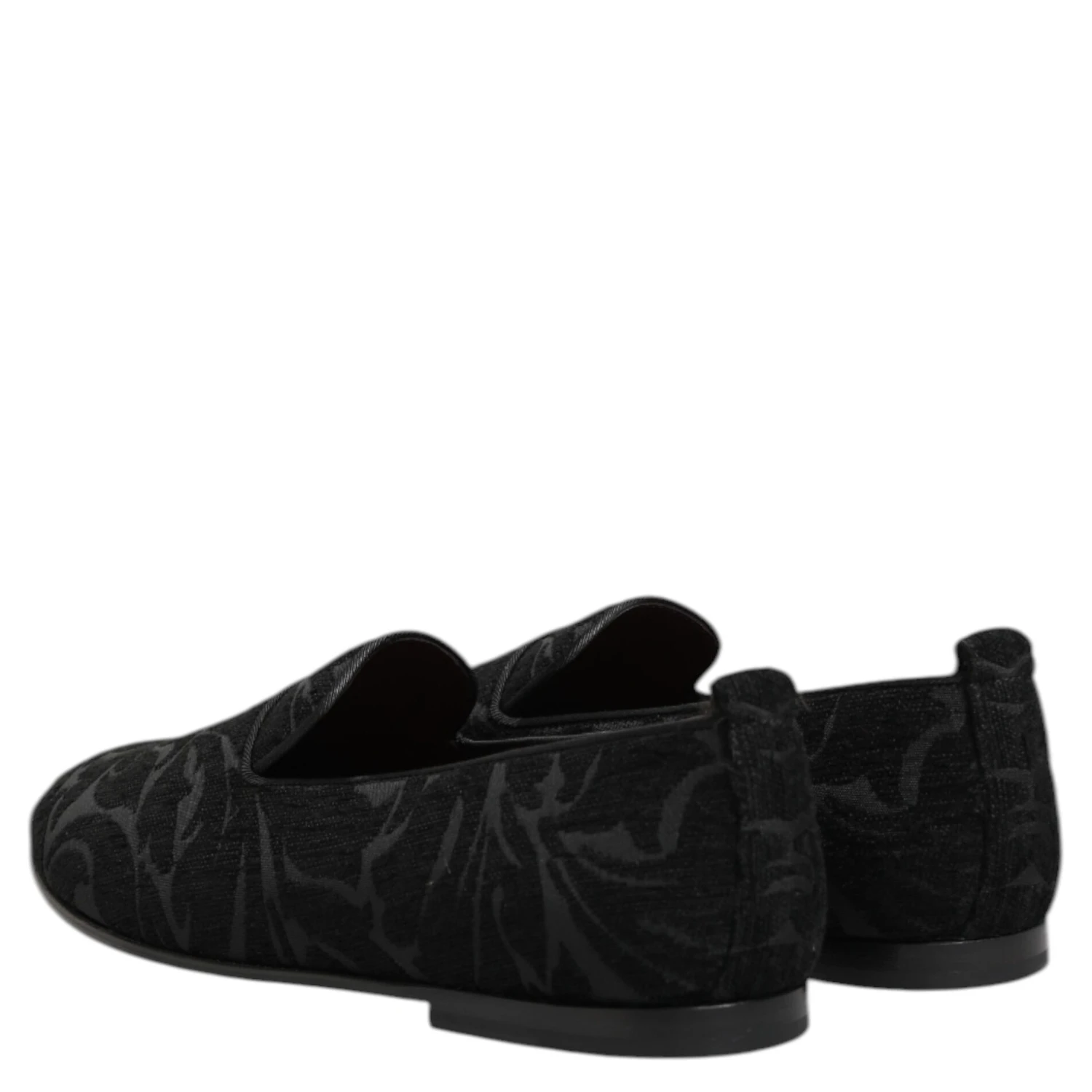 Black Brocade Loafers Slip On Men Dress Shoes