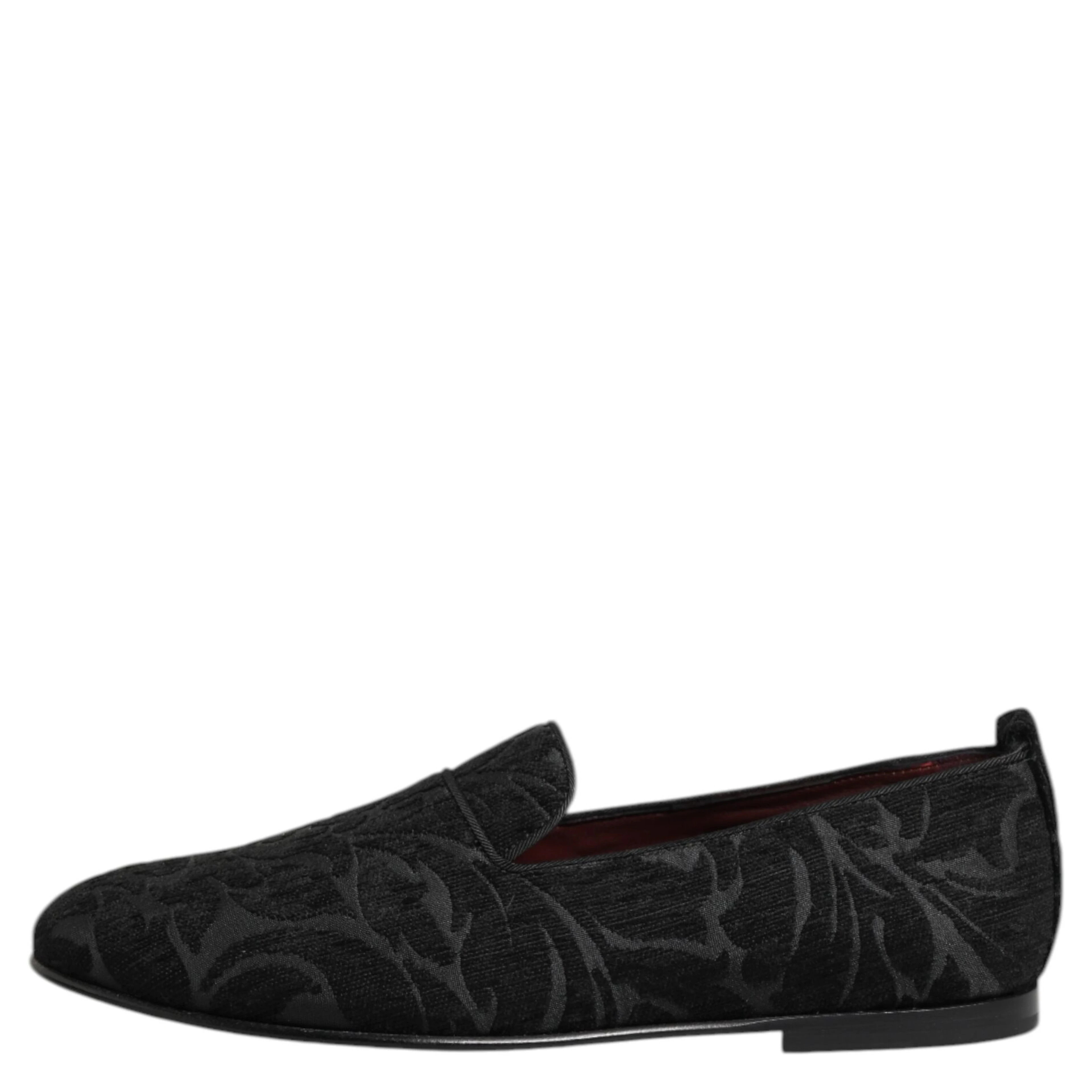 Black Brocade Loafers Slip On Men Dress Shoes