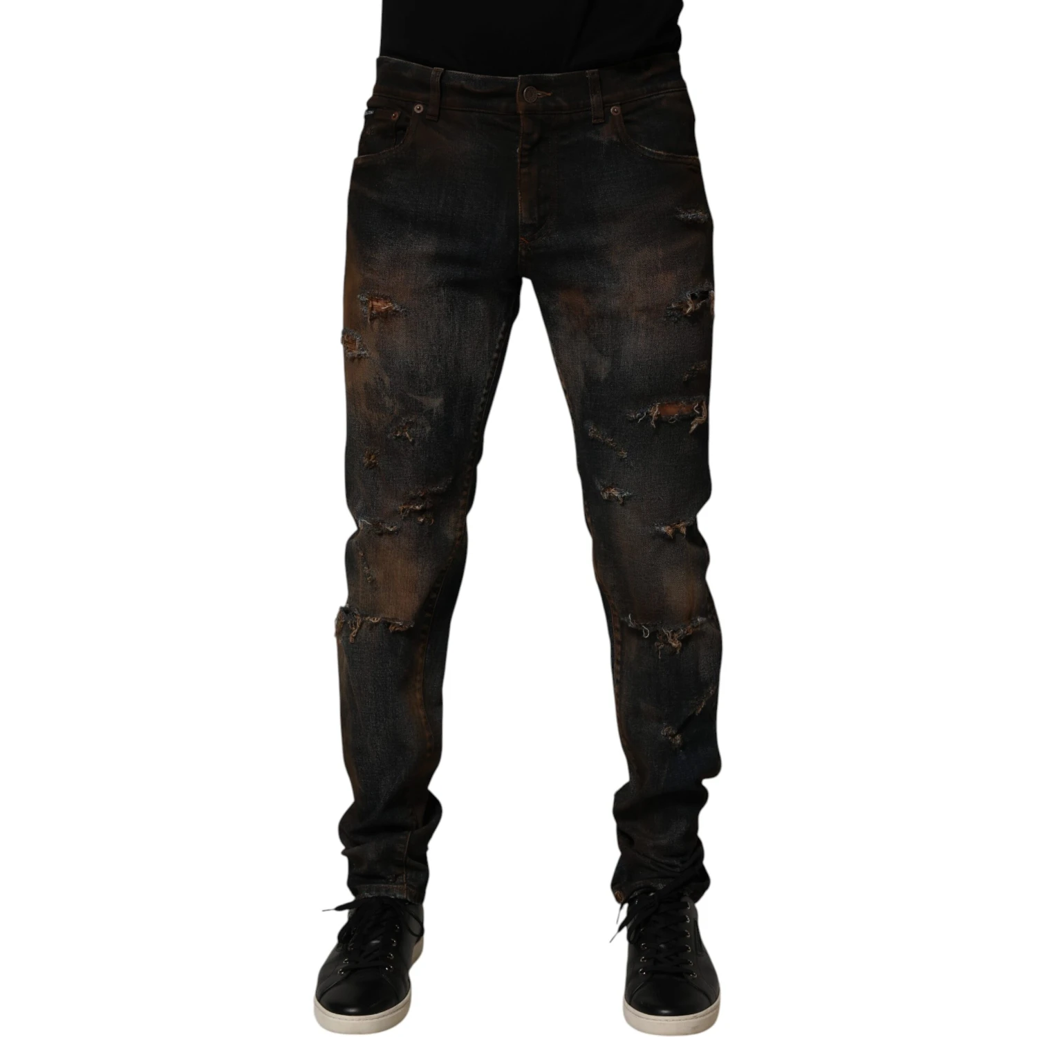 Black Cotton Skinny Tattered Men Denim Jeans