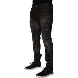 Black Cotton Skinny Tattered Men Denim Jeans