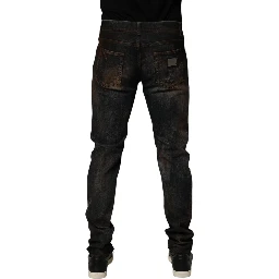 Black Cotton Skinny Tattered Men Denim Jeans