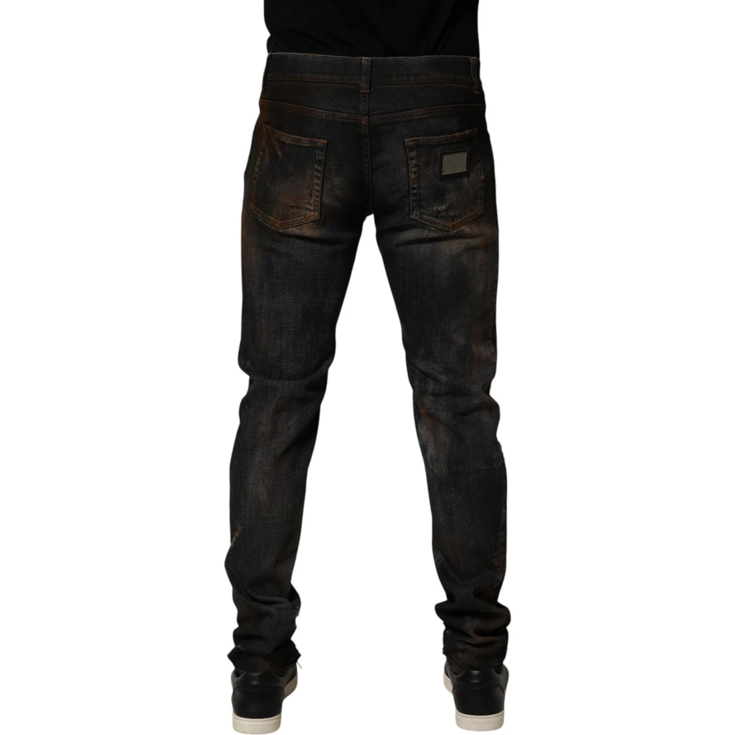 Black Cotton Skinny Tattered Men Denim Jeans
