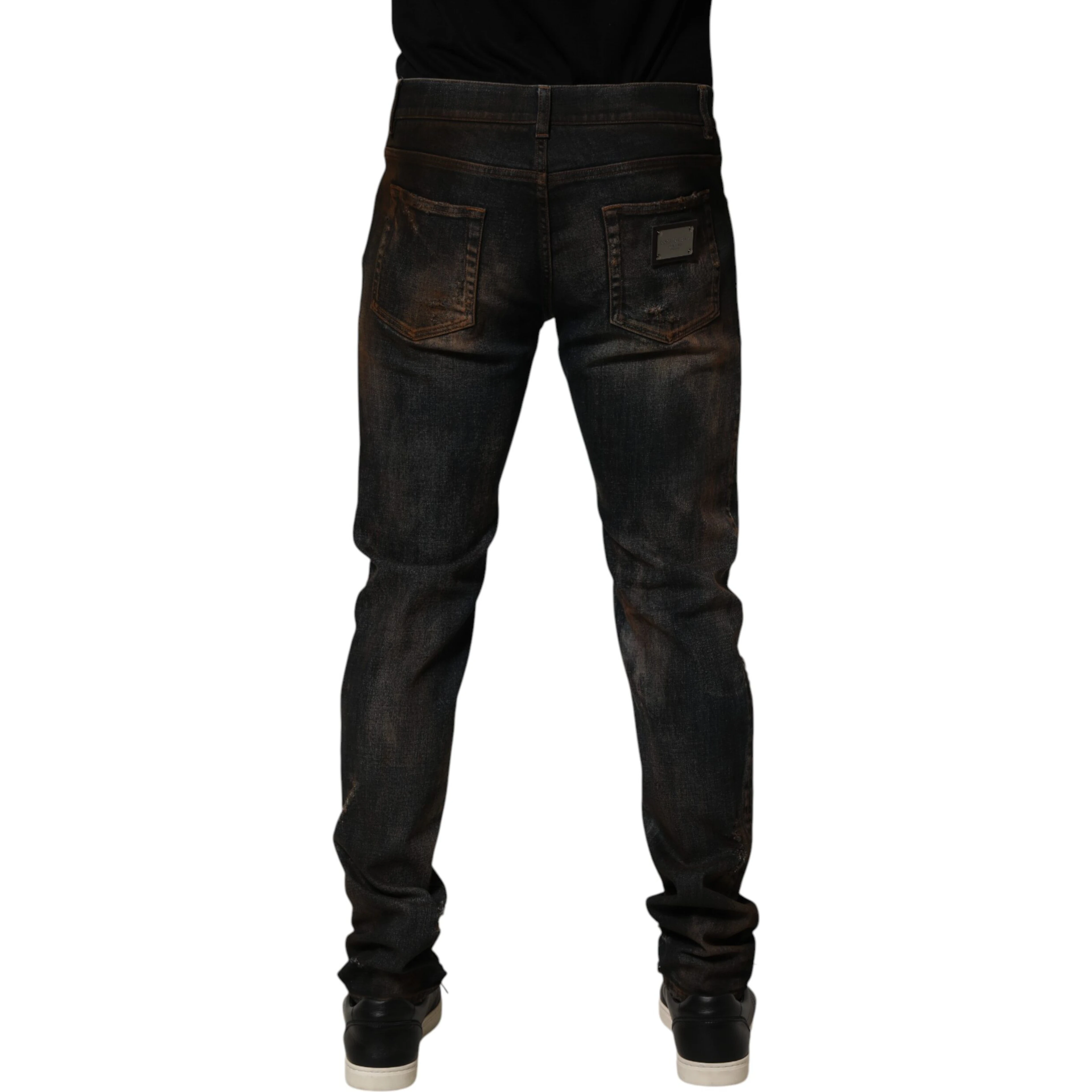 Black Cotton Skinny Tattered Men Denim Jeans