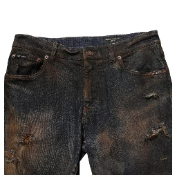 Black Cotton Skinny Tattered Men Denim Jeans