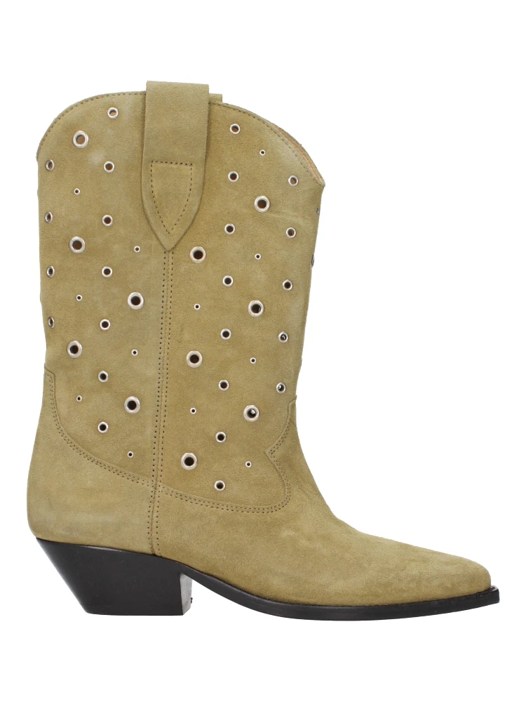 Beige Leather Ankle Boots