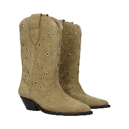 Beige Leather Ankle Boots