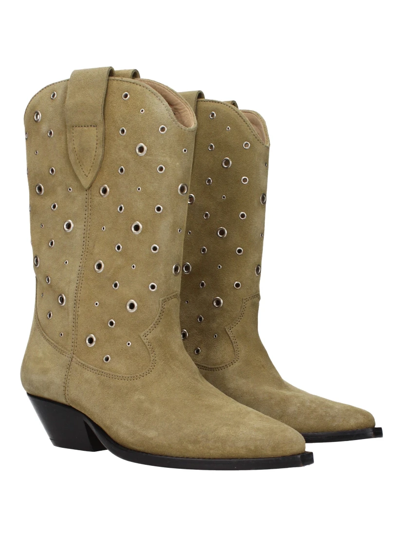 Beige Leather Ankle Boots