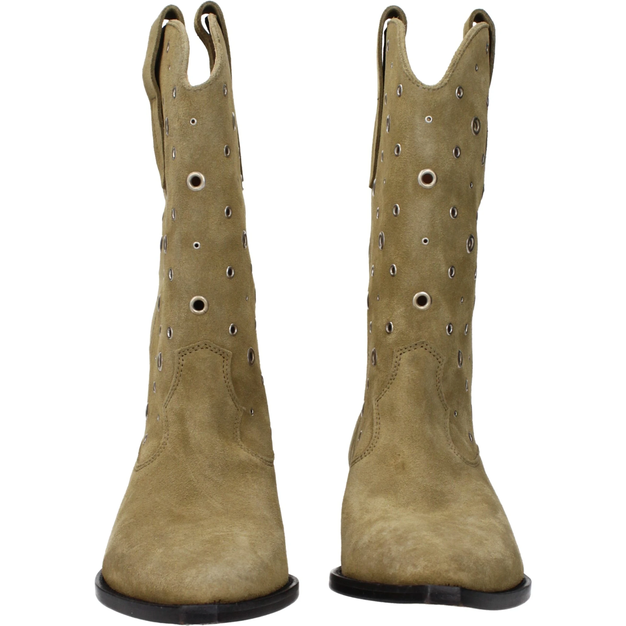 Beige Leather Ankle Boots