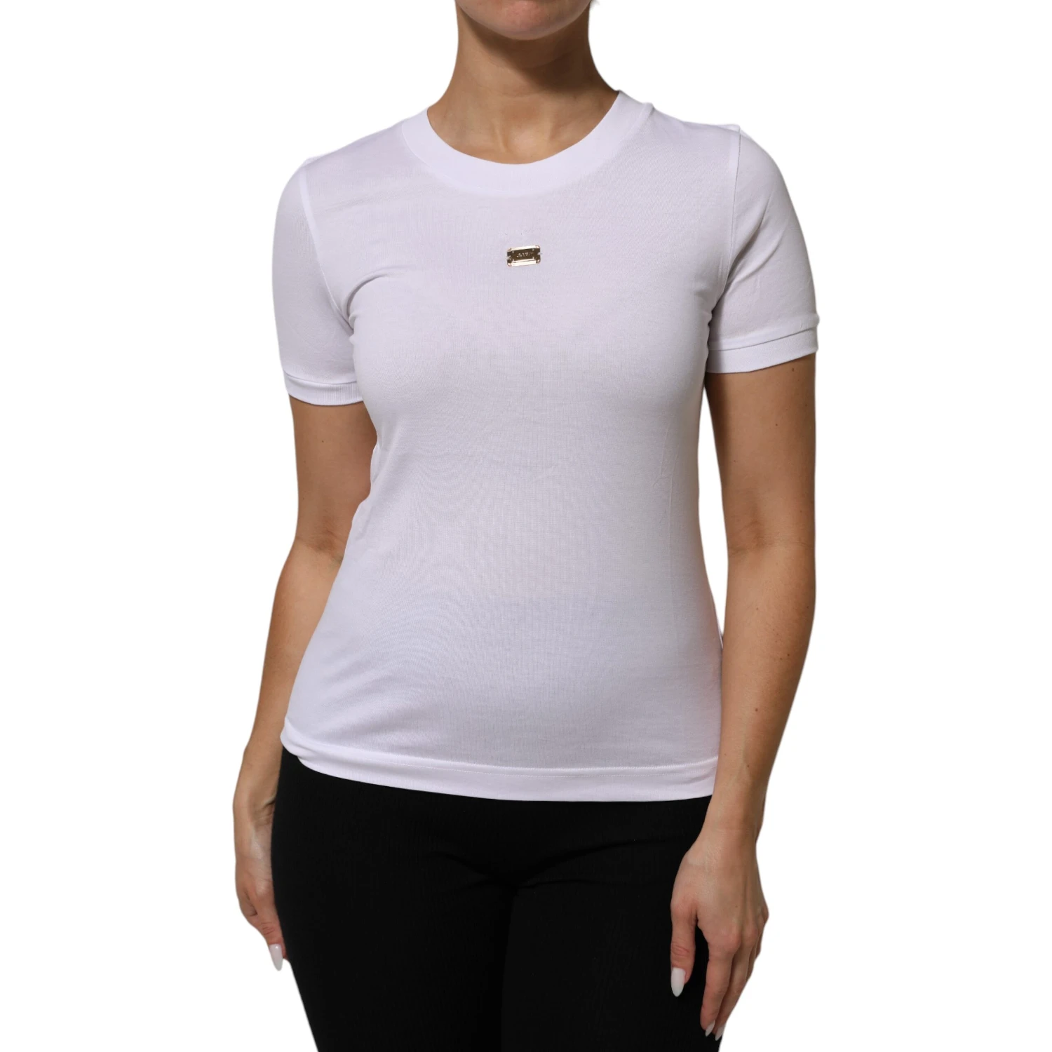 T-Shirt White Cotton Round Neck Short Sleeves I