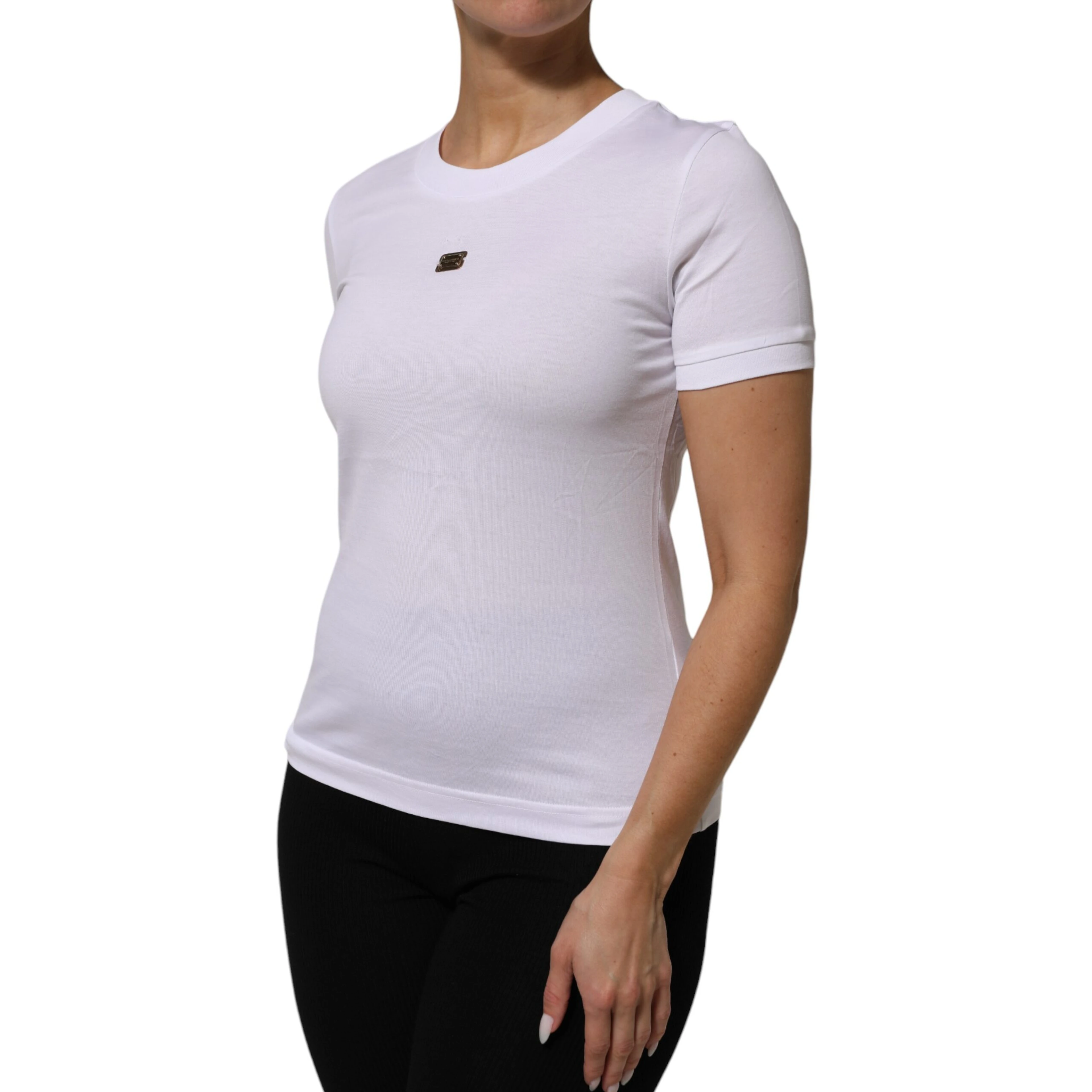 T-Shirt White Cotton Round Neck Short Sleeves I