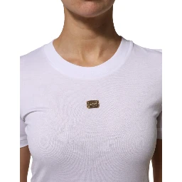 T-Shirt White Cotton Round Neck Short Sleeves I