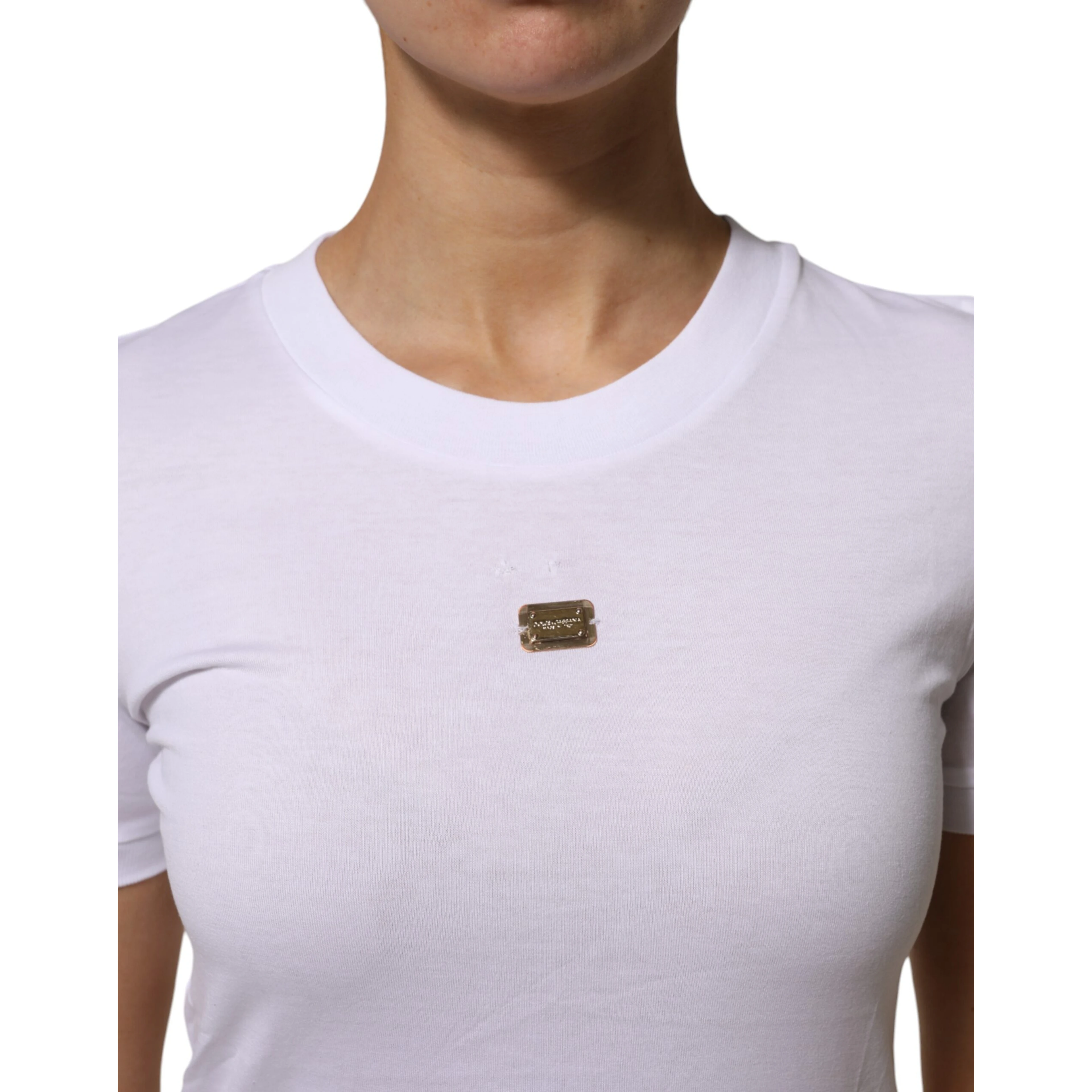 T-Shirt White Cotton Round Neck Short Sleeves I