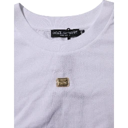T-Shirt White Cotton Round Neck Short Sleeves I
