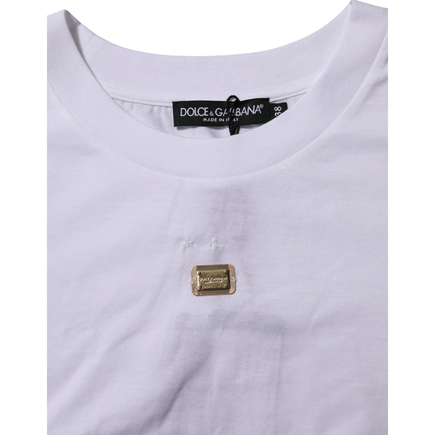 T-Shirt White Cotton Round Neck Short Sleeves I