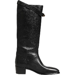 Black Logo Plaque Over The Calf Boots Shoes