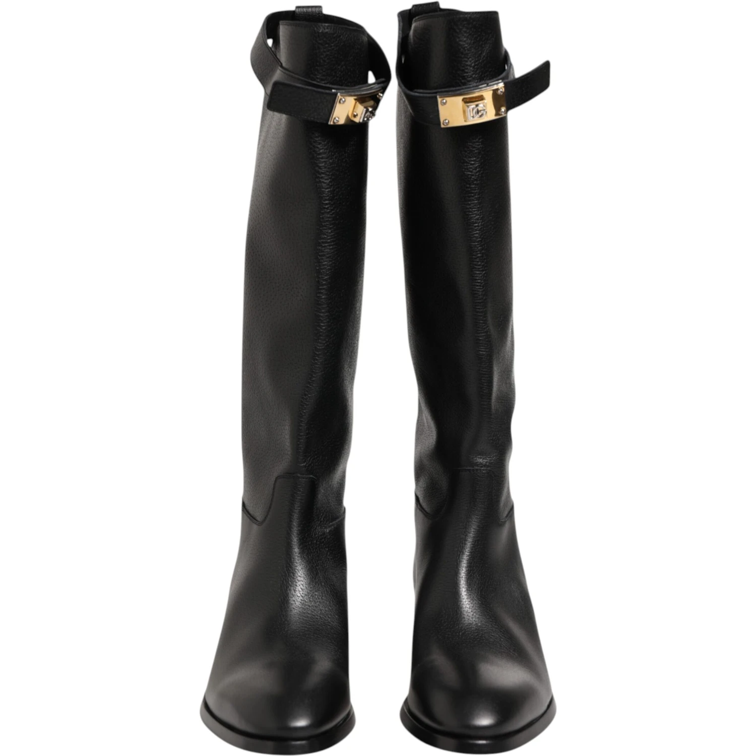 Black Logo Plaque Over The Calf Boots Shoes