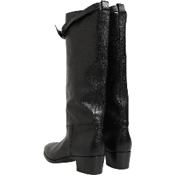 Black Logo Plaque Over The Calf Boots Shoes