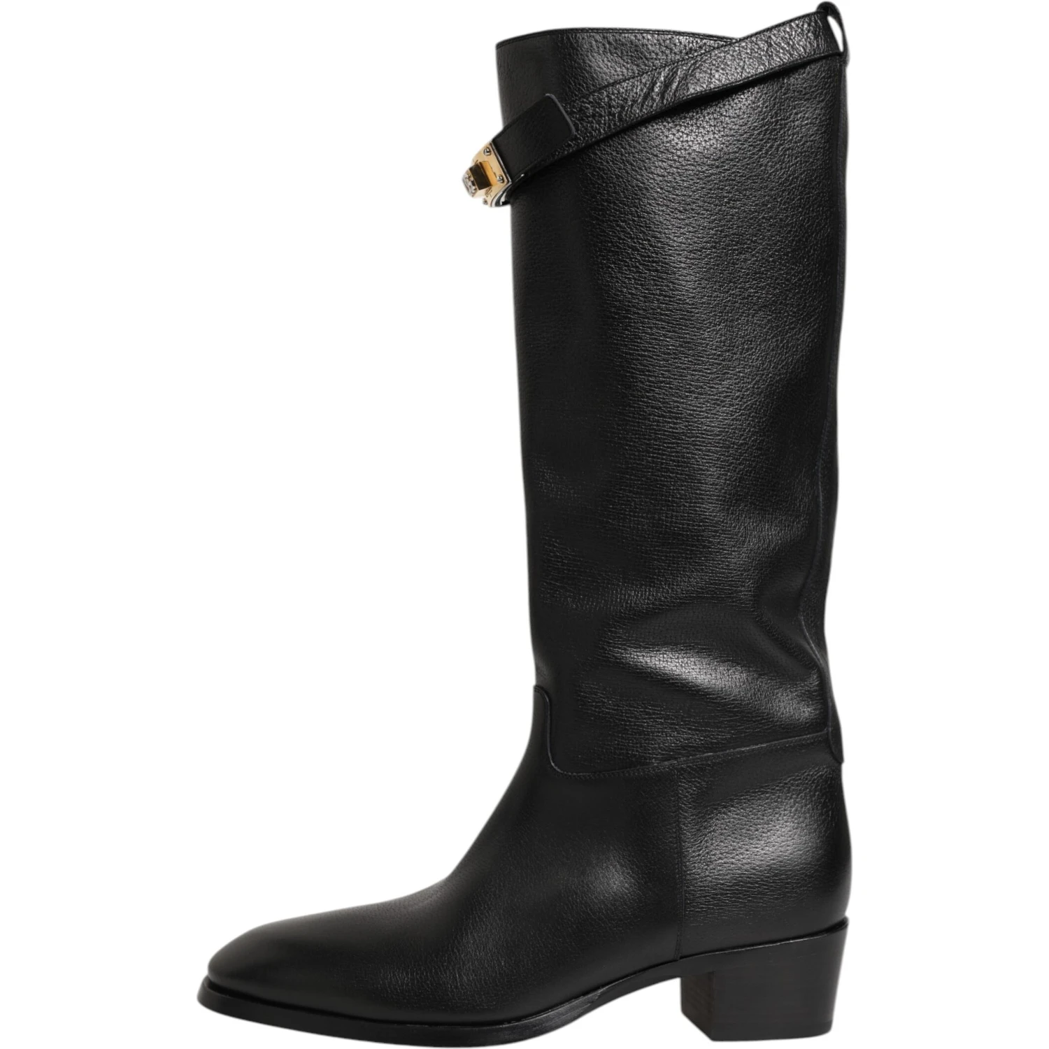 Black Logo Plaque Over The Calf Boots Shoes