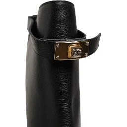 Black Logo Plaque Over The Calf Boots Shoes