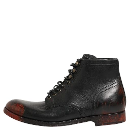 Black Red Lace Up Short Ankle Boot Shoes