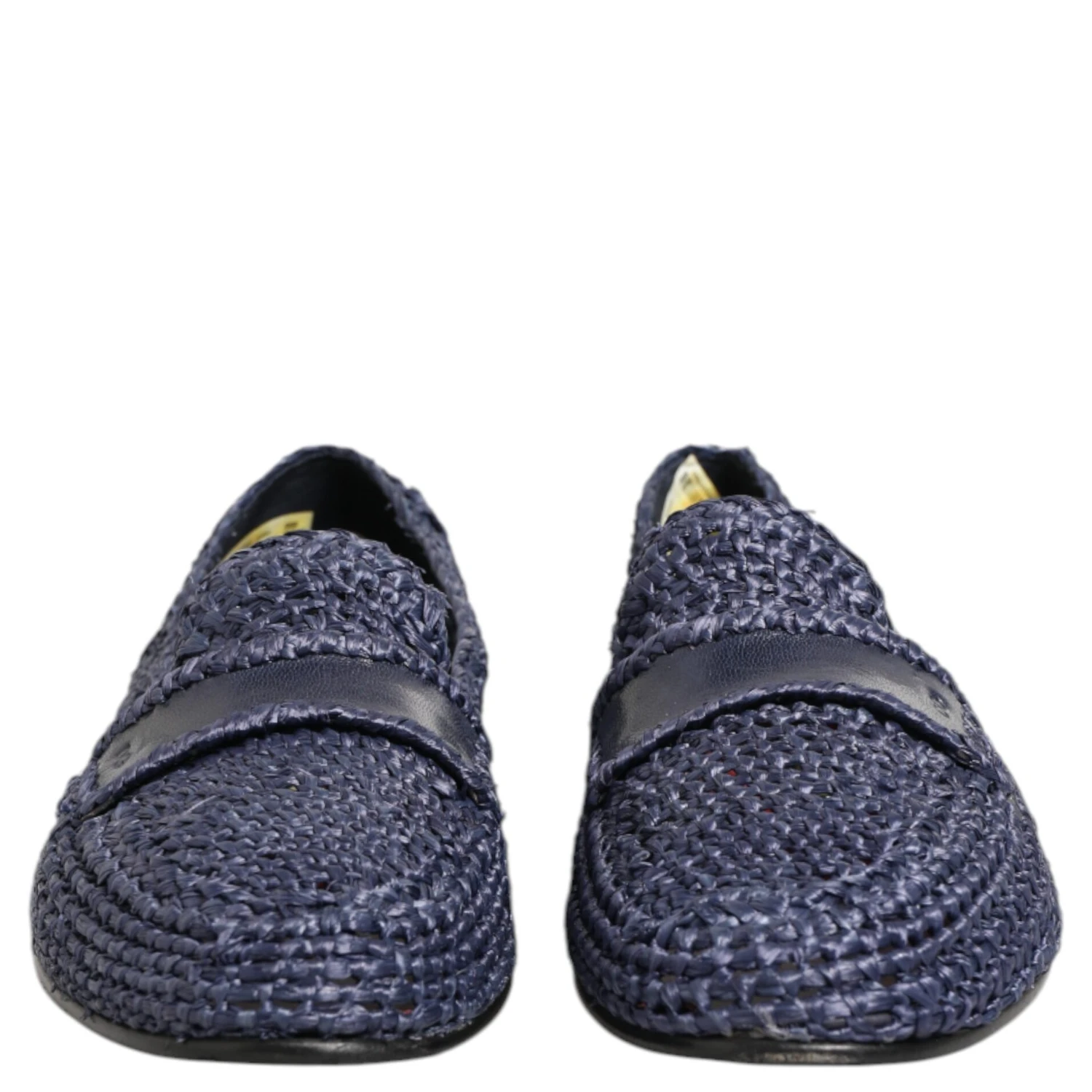Blue Woven Leather Slip On Loafers Men Shoes