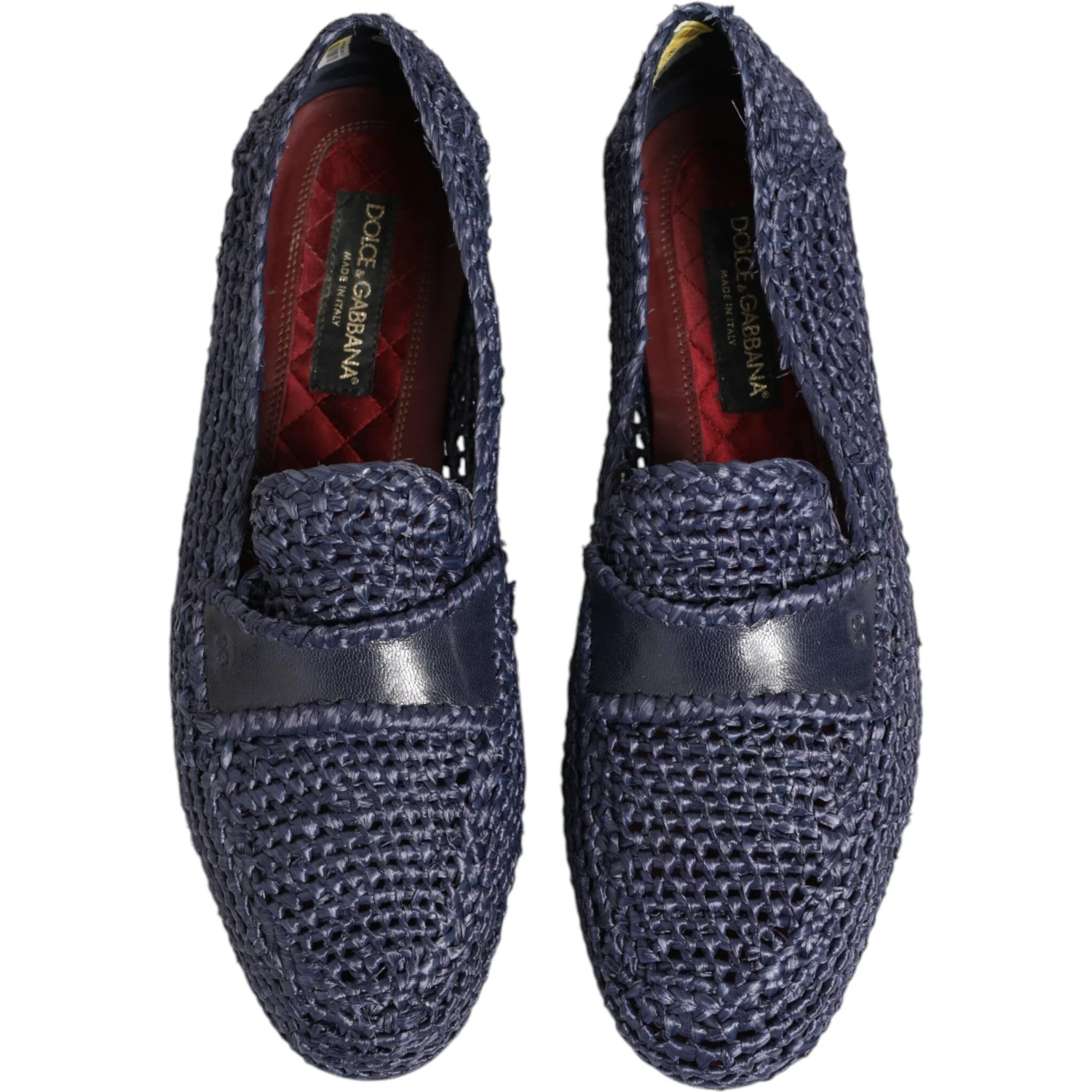Blue Woven Leather Slip On Loafers Men Shoes