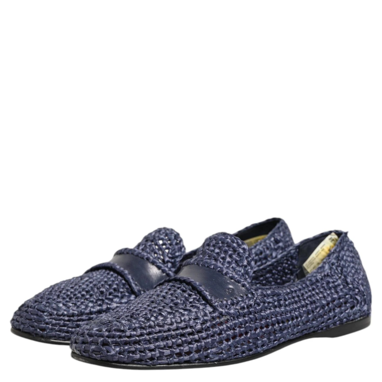 Blue Woven Leather Slip On Loafers Men Shoes