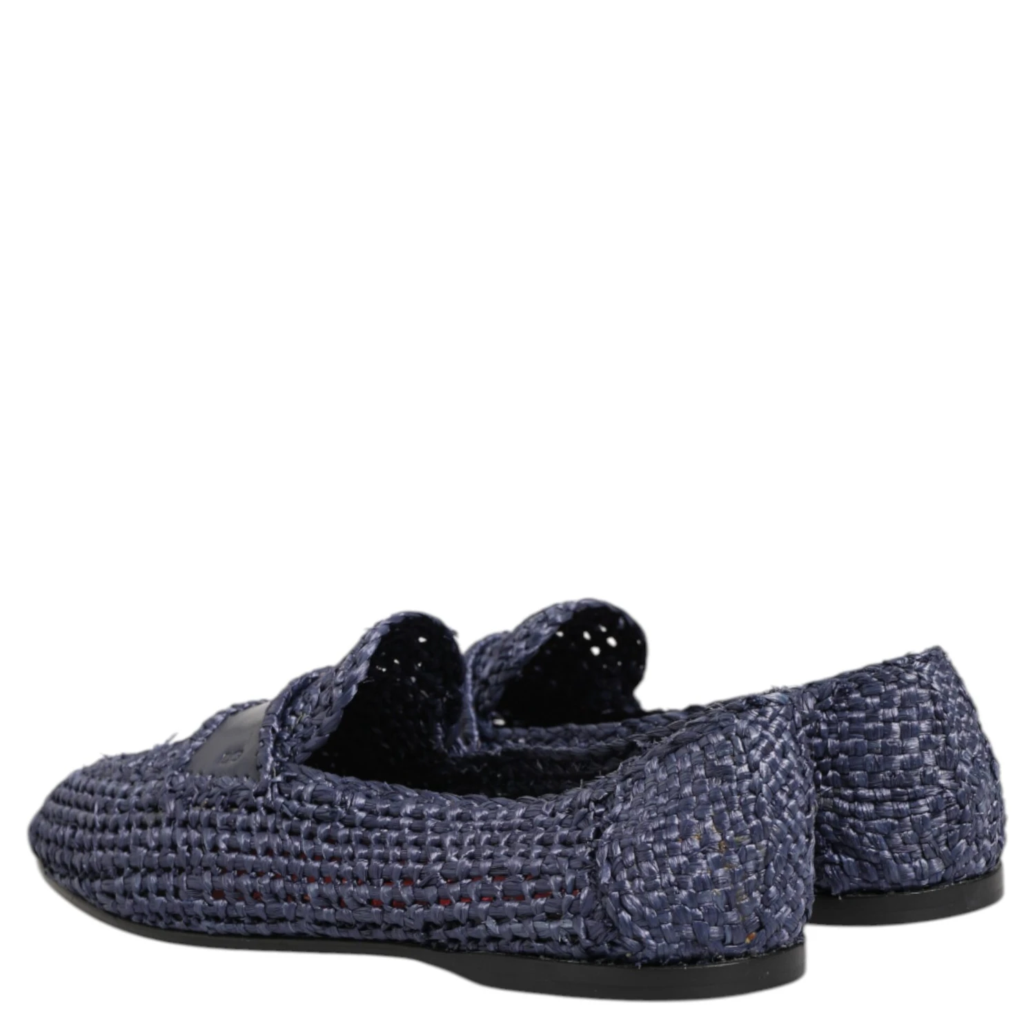 Blue Woven Leather Slip On Loafers Men Shoes
