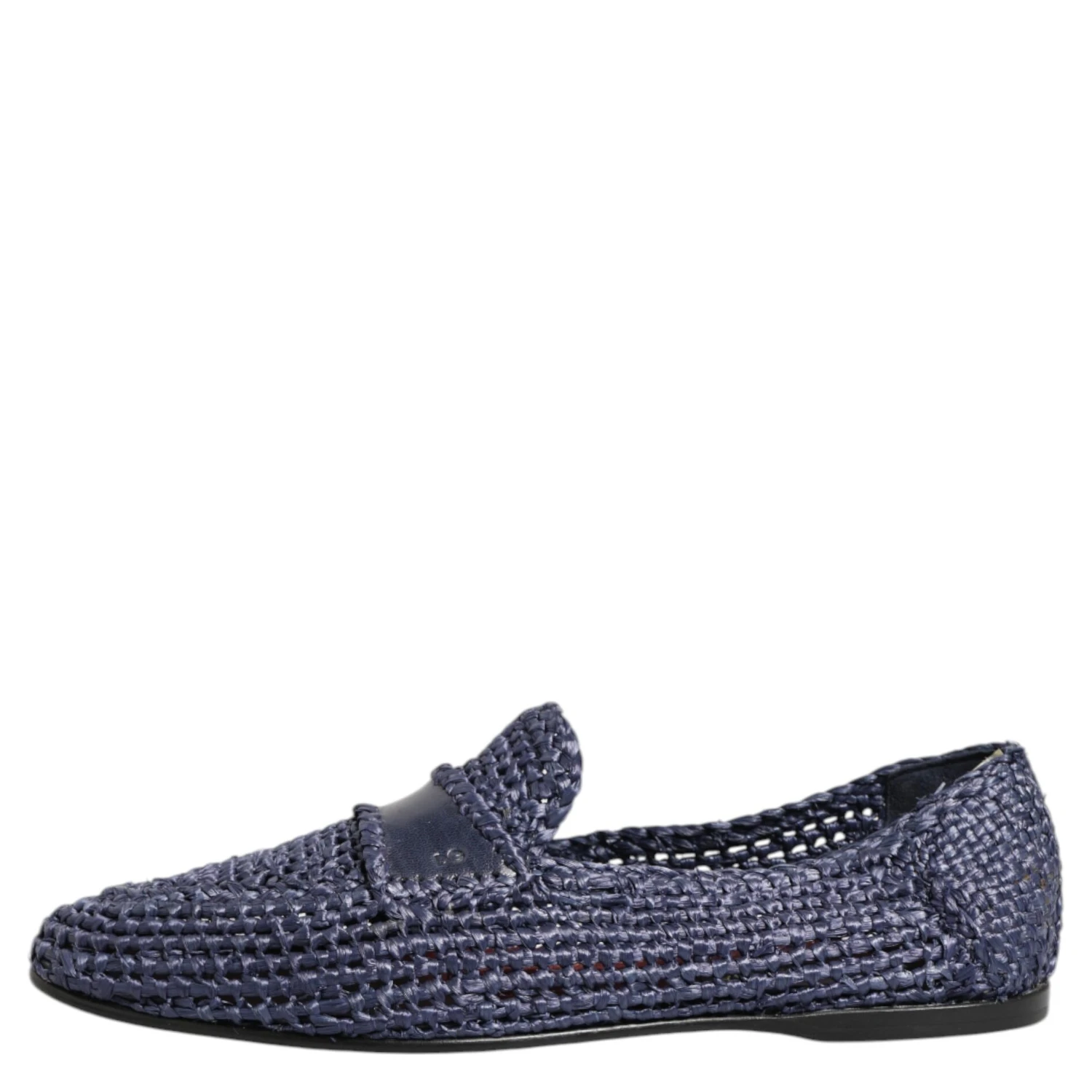 Blue Woven Leather Slip On Loafers Men Shoes