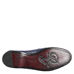 Blue Woven Leather Slip On Loafers Men Shoes