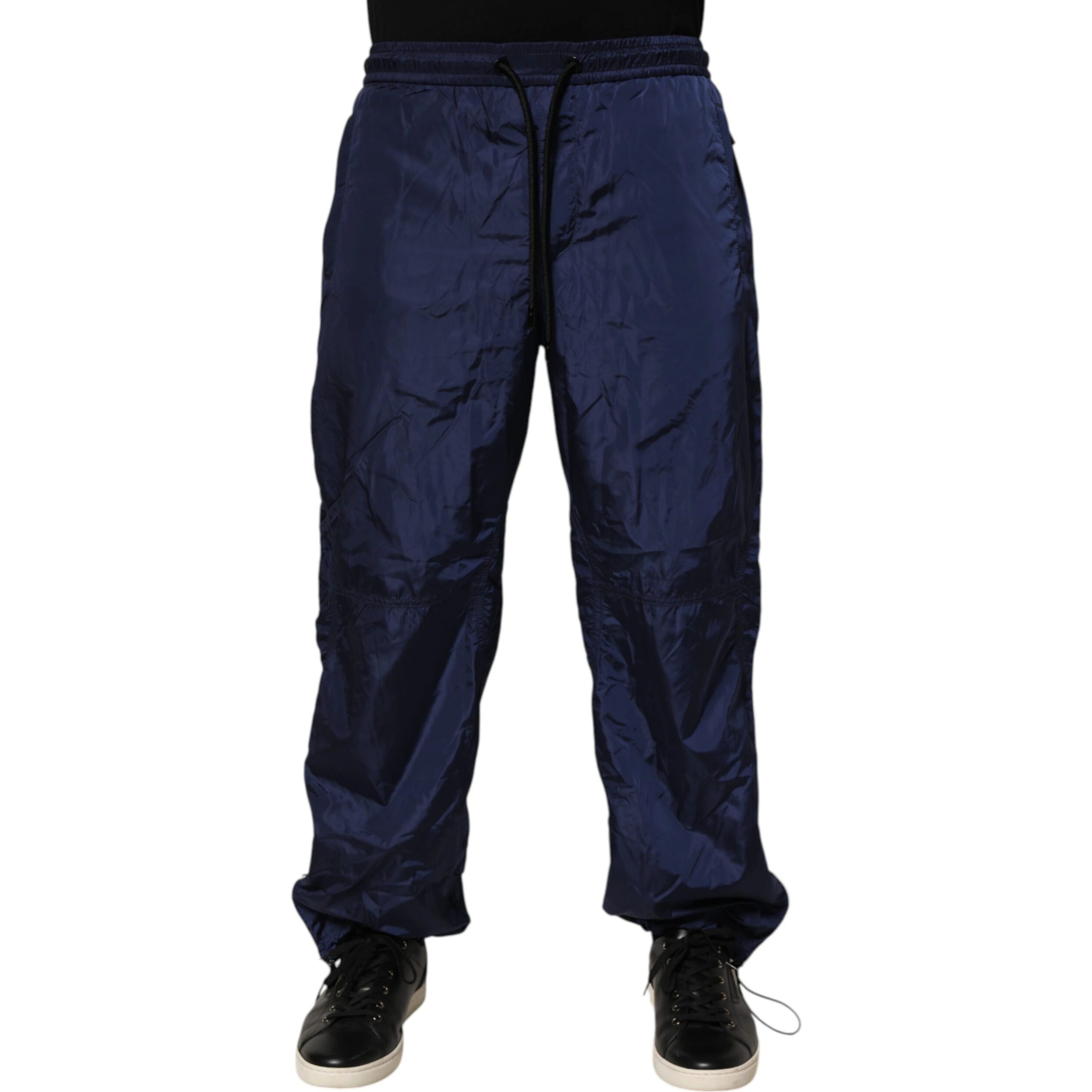 Blue Nylon Straight Jogger Sweatpants Pants