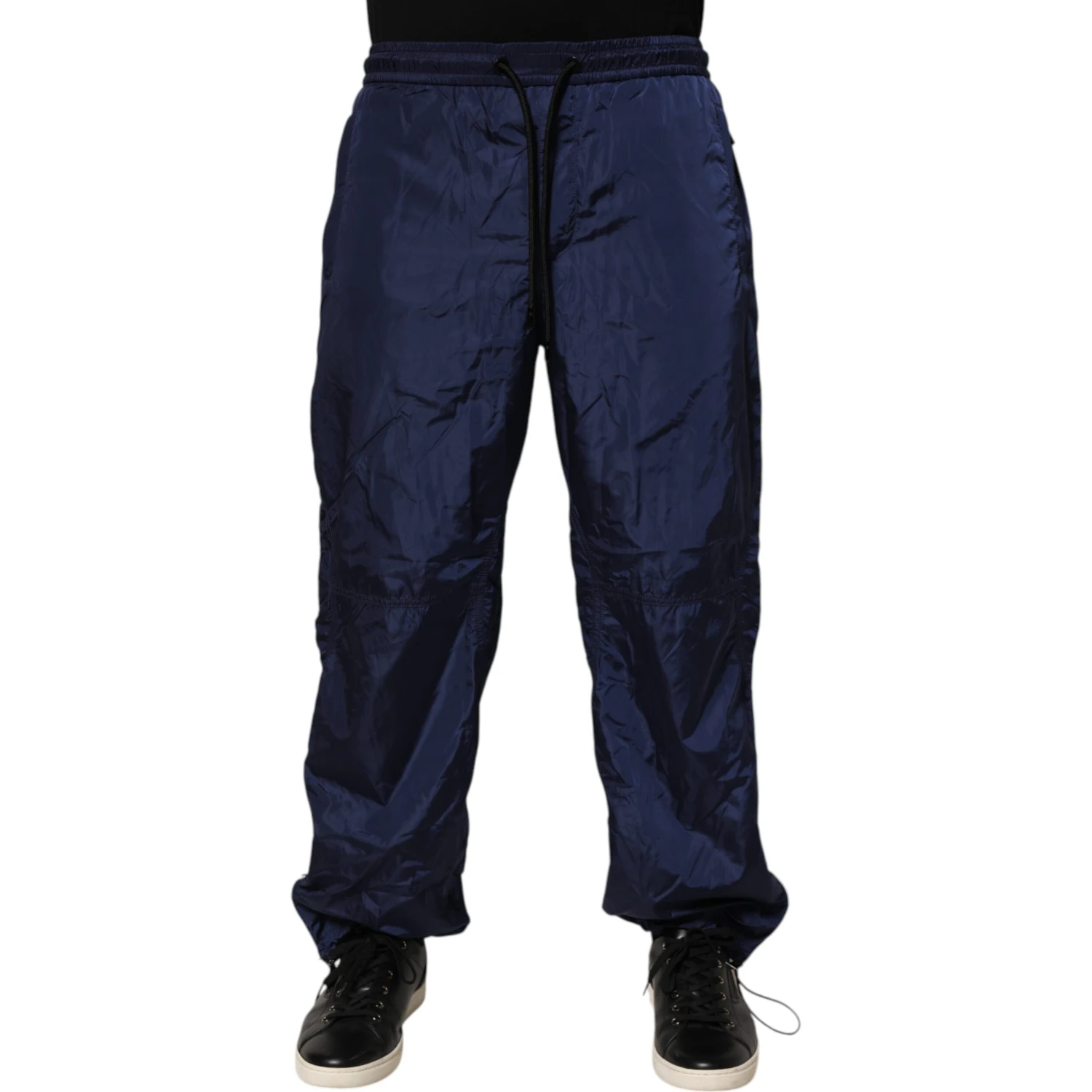 Blue Nylon Straight Jogger Sweatpants Pants