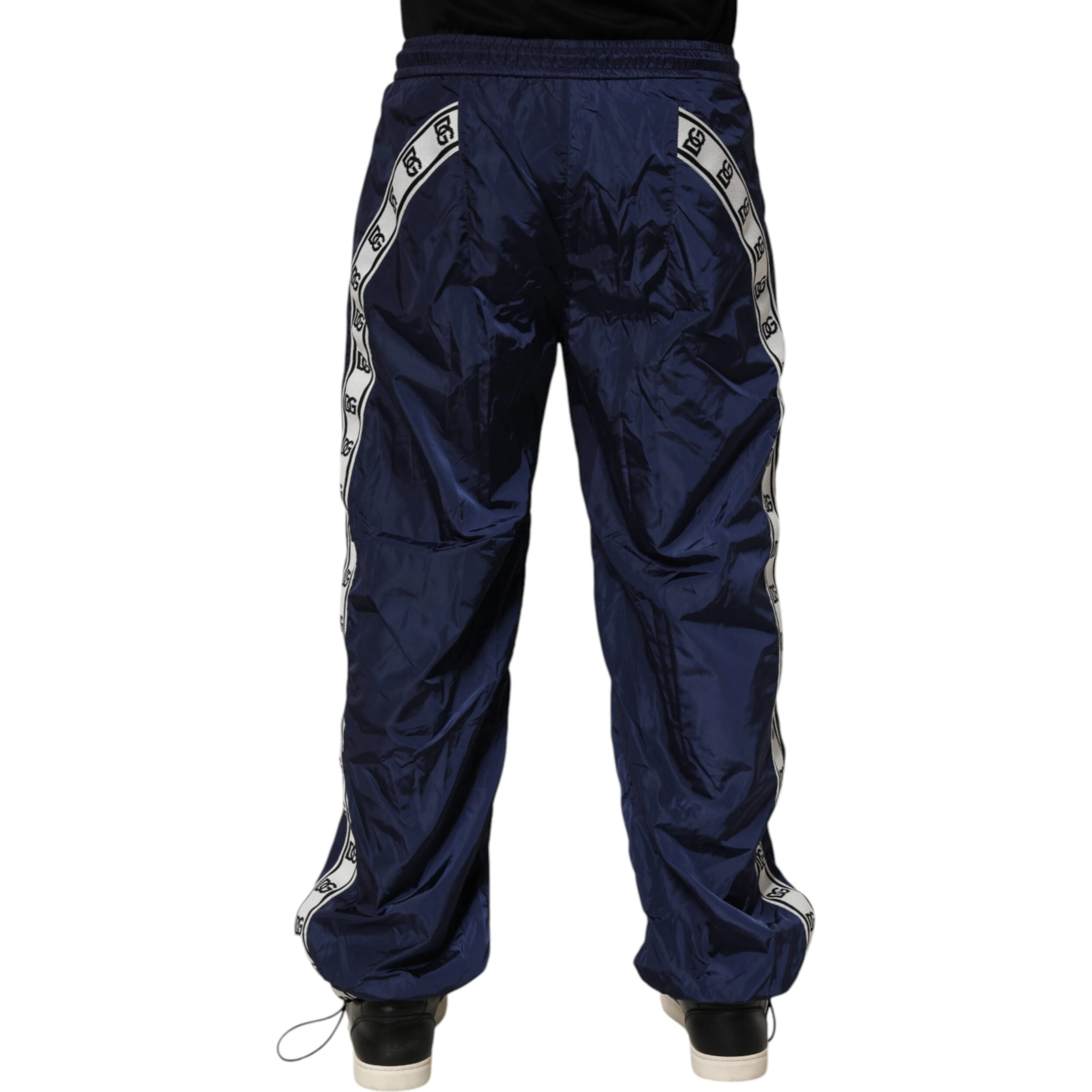Blue Nylon Straight Jogger Sweatpants Pants