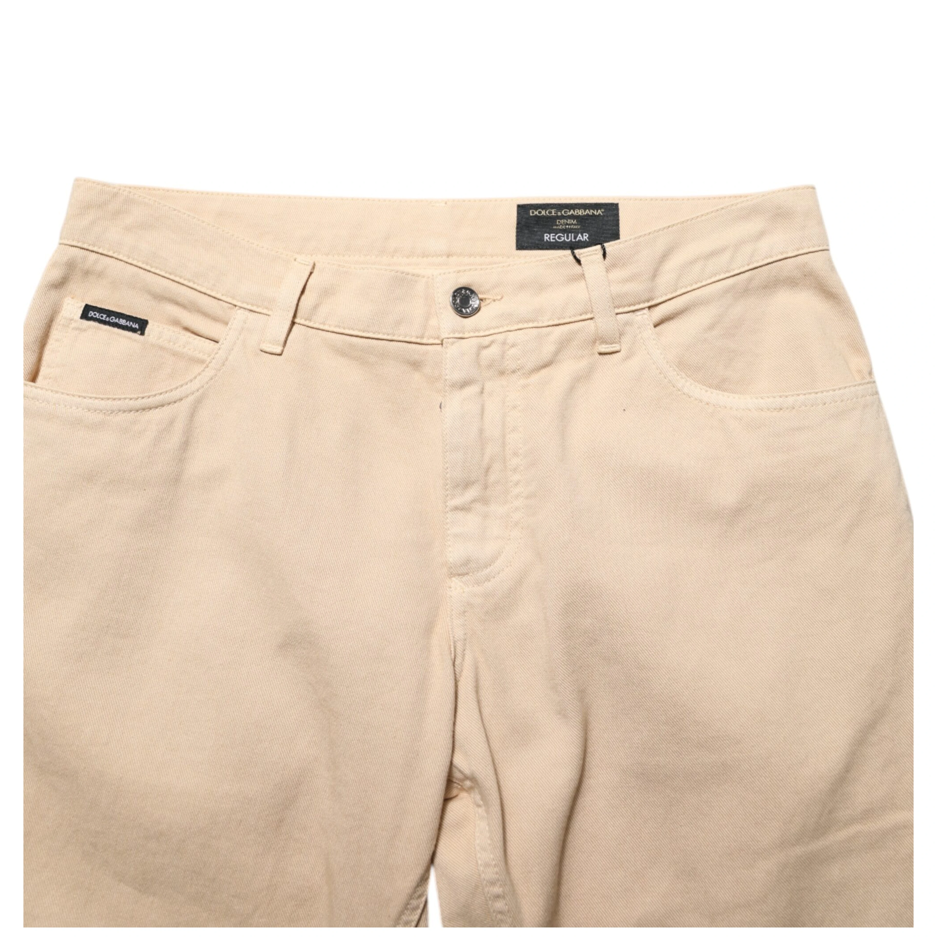 Beige Cotton Skinny Regular Men Denim Jeans