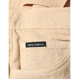 Beige Cotton Skinny Regular Men Denim Jeans