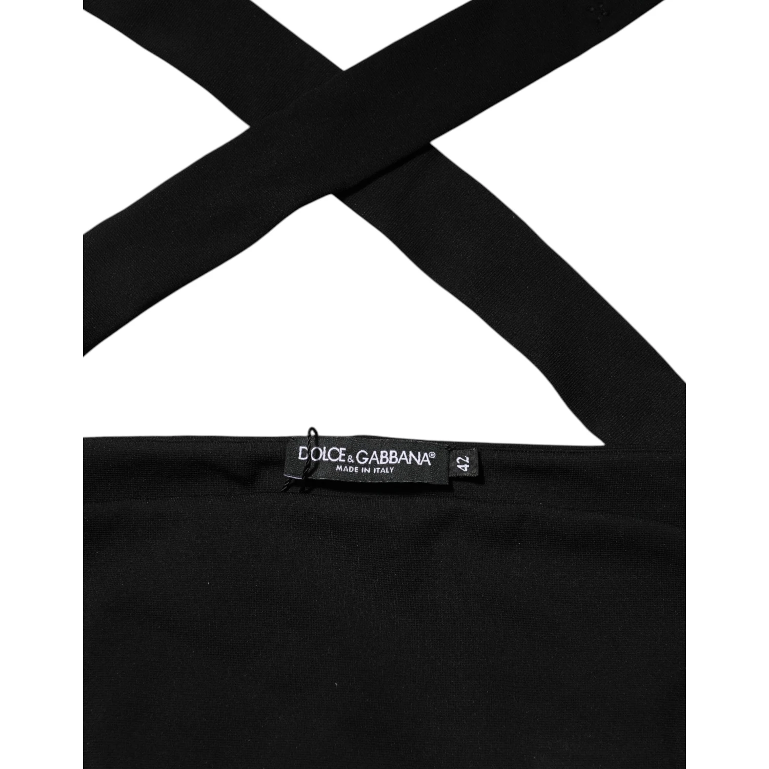 Black Viscose Halter Off Shoulder Cropped Top